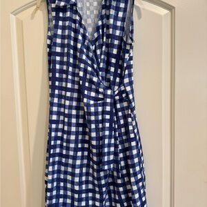 Blue and White Checkered Sleeveless Talbots Petite summer Dress